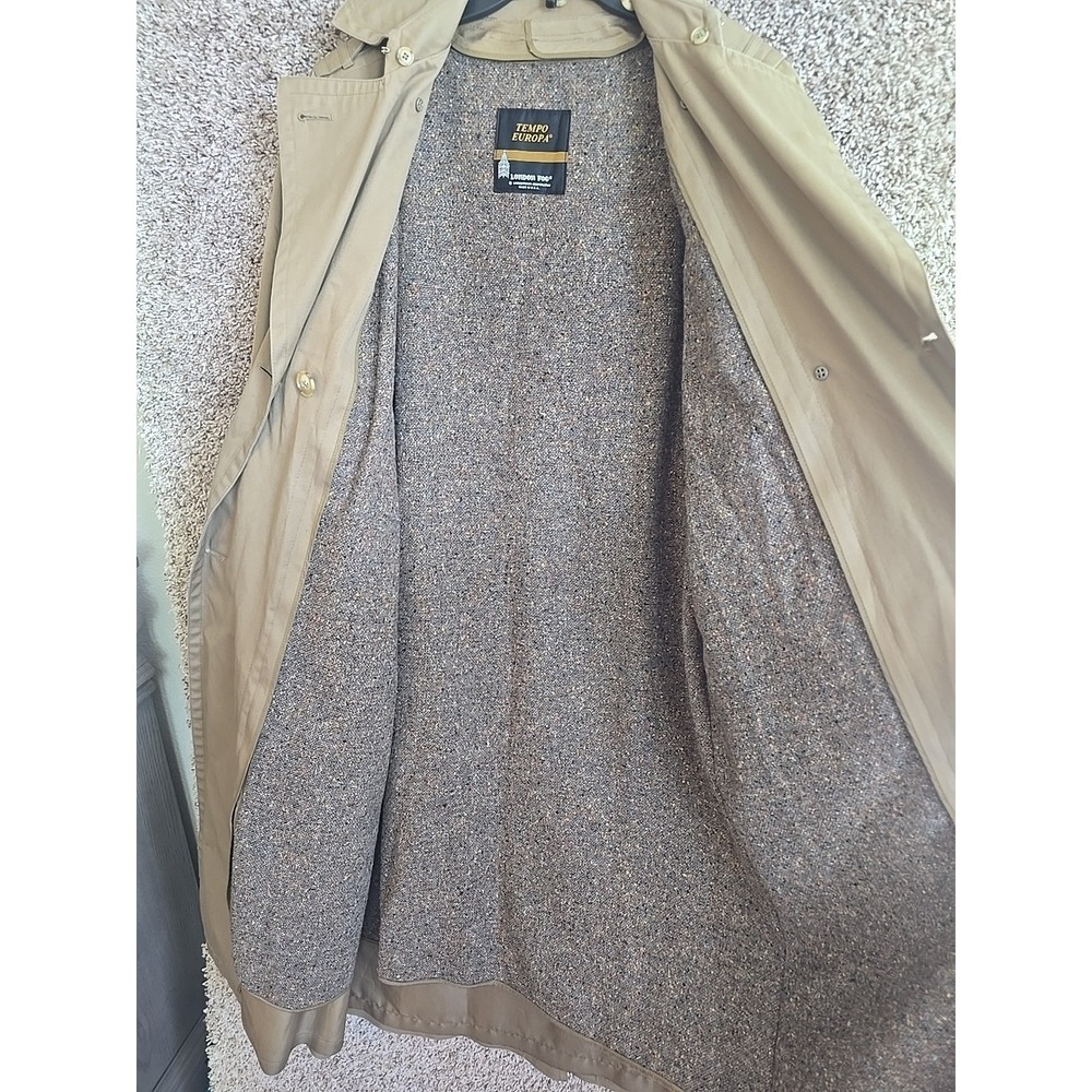 Vintage London Fog Tempo Europa Beige Double Breasted Trench Coat 10 Reg. Wool - Picture 12 of 16
